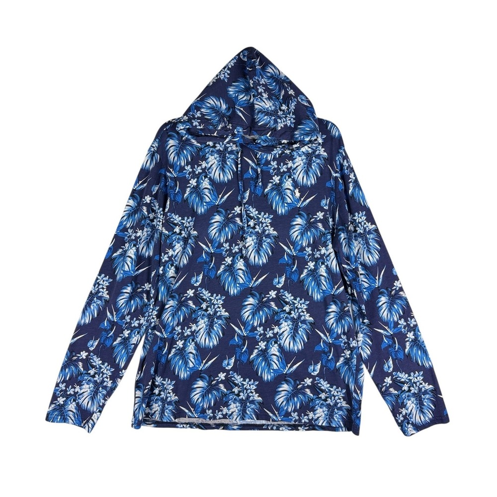 Polo Ralph Lauren Hoodie Mens Large Blue Floral Tropical Cotton Pullover